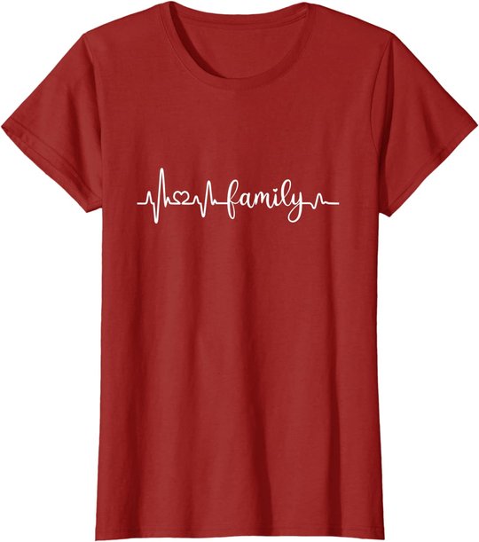 Familie Herzschlag Mama Papa Sohn Tochter I love my family T-Shirt