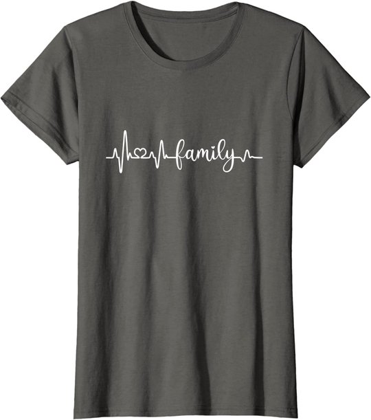 Familie Herzschlag Mama Papa Sohn Tochter I love my family T-Shirt
