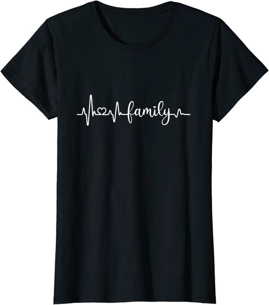 Familie Herzschlag Mama Papa Sohn Tochter I love my family T-Shirt