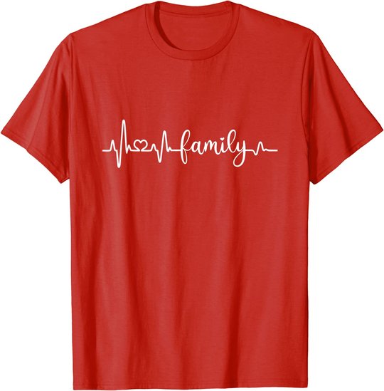 Familie Herzschlag Mama Papa Sohn Tochter I love my family T-Shirt