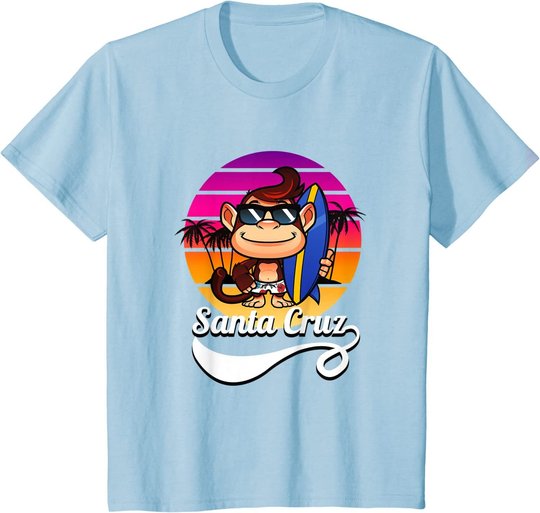 Surferaffe Santa Cruz California Retro Sun Fun T-Shirt
