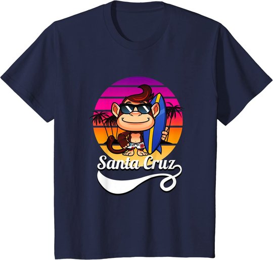 Surferaffe Santa Cruz California Retro Sun Fun T-Shirt