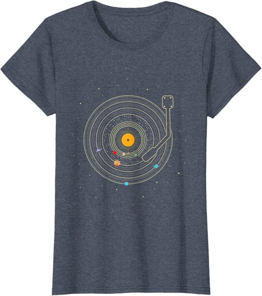 Sonnensystem als Schallplatte, DJ Geschenk, Vinyl T-Shirt