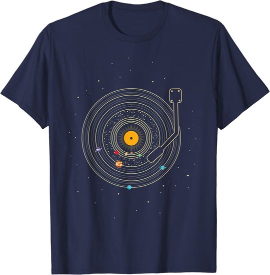 Sonnensystem als Schallplatte, DJ Geschenk, Vinyl T-Shirt