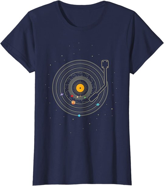 Sonnensystem als Schallplatte, DJ Geschenk, Vinyl T-Shirt