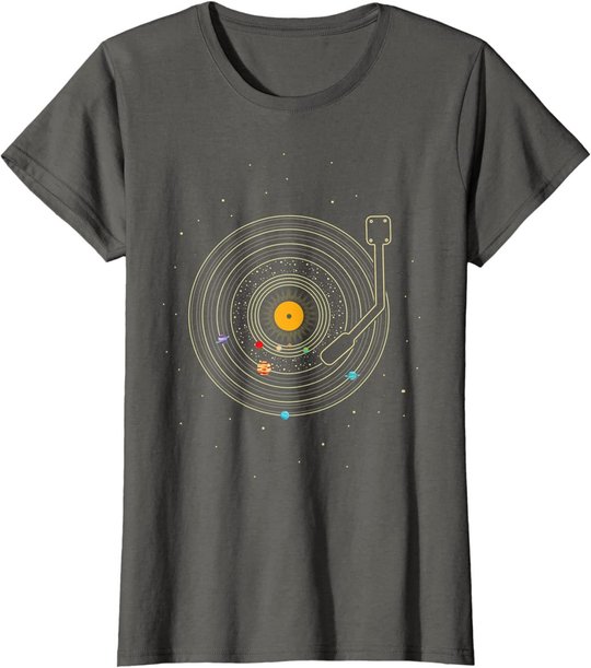Sonnensystem als Schallplatte, DJ Geschenk, Vinyl T-Shirt