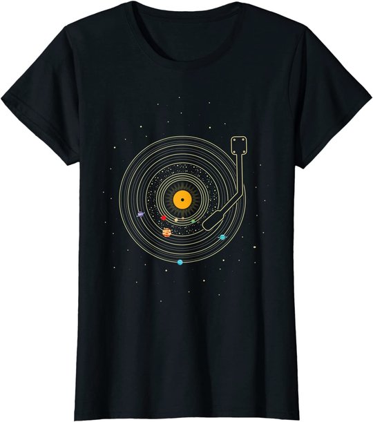 Sonnensystem als Schallplatte, DJ Geschenk, Vinyl T-Shirt