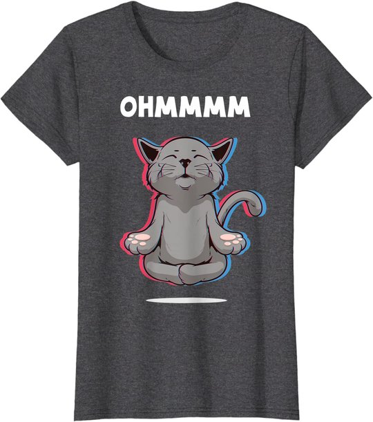 Damen Ohmmm Yoga Katzen Meditation Entspannung Om Namaste Geschenk T-Shirt