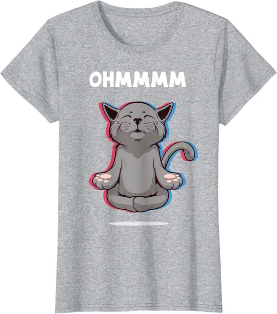 Damen Ohmmm Yoga Katzen Meditation Entspannung Om Namaste Geschenk T-Shirt