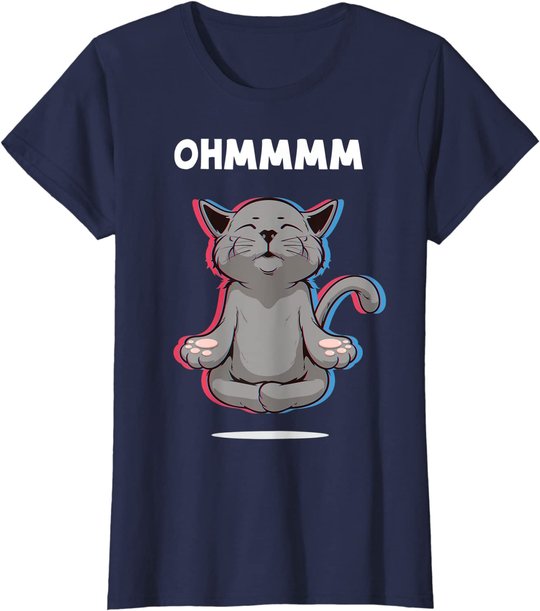 Damen Ohmmm Yoga Katzen Meditation Entspannung Om Namaste Geschenk T-Shirt