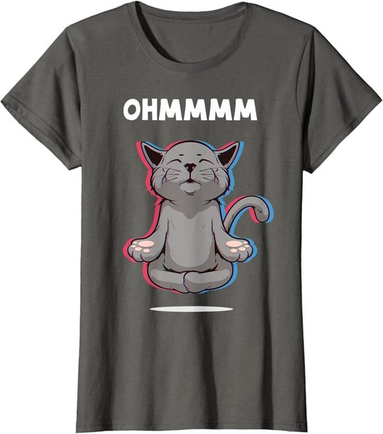 Damen Ohmmm Yoga Katzen Meditation Entspannung Om Namaste Geschenk T-Shirt