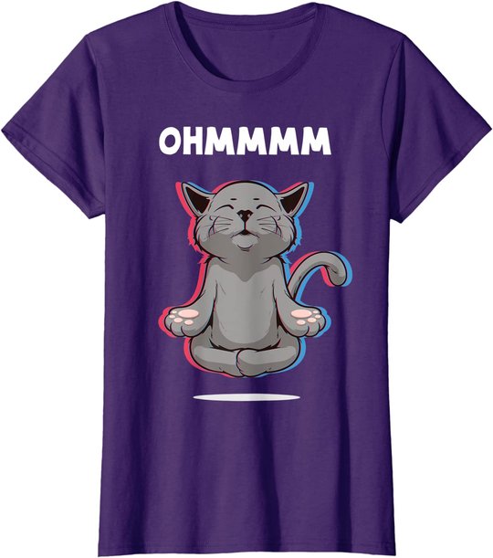 Damen Ohmmm Yoga Katzen Meditation Entspannung Om Namaste Geschenk T-Shirt