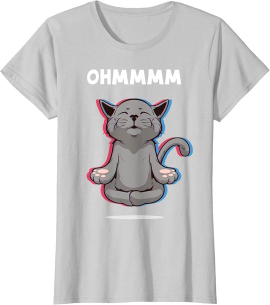 Damen Ohmmm Yoga Katzen Meditation Entspannung Om Namaste Geschenk T-Shirt