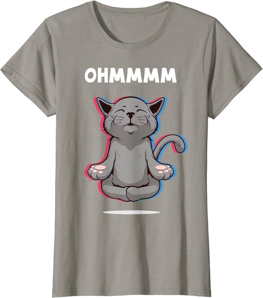 Damen Ohmmm Yoga Katzen Meditation Entspannung Om Namaste Geschenk T-Shirt