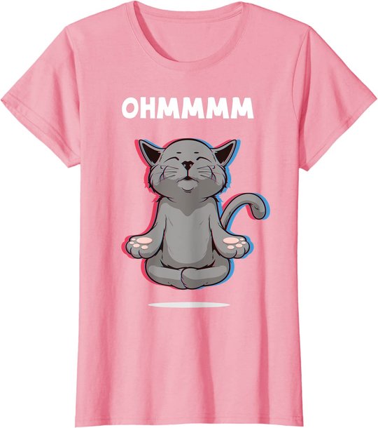 Damen Ohmmm Yoga Katzen Meditation Entspannung Om Namaste Geschenk T-Shirt