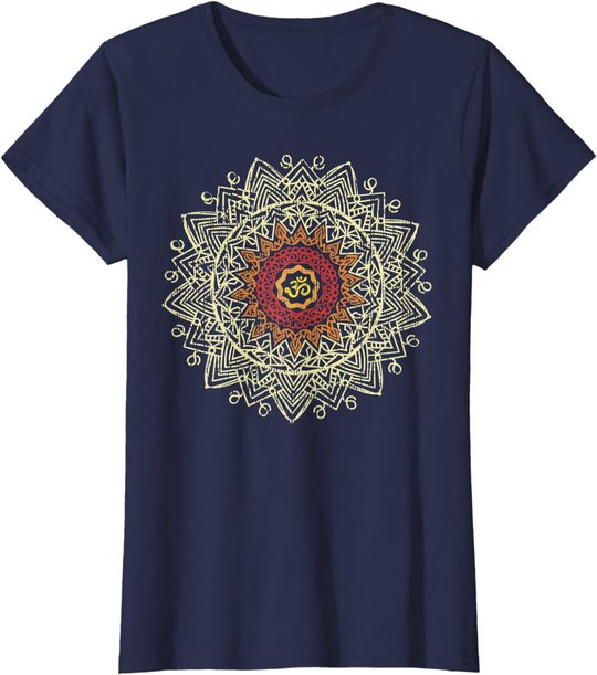 Damen Om Symbol Namaste Yoga Meditation Pose Hamsa Hand Geschenk T-Shirt