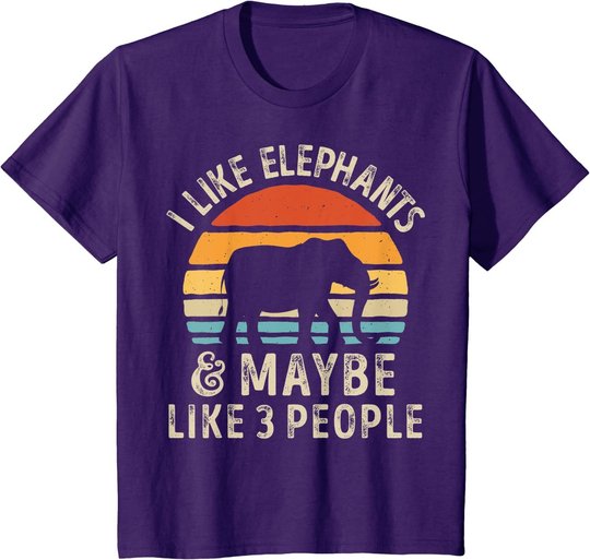 I Like Elephants And Maybe Like 3 People Elephant Retro T-Shirt