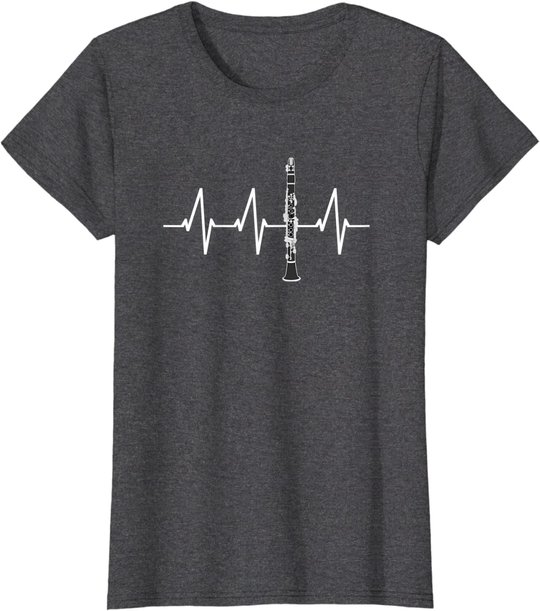 Klarinette Herzschlag Heartbeat Klarinettist Geschenk T-Shirt