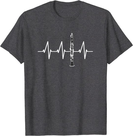 Klarinette Herzschlag Heartbeat Klarinettist Geschenk T-Shirt