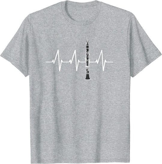 Klarinette Herzschlag Heartbeat Klarinettist Geschenk T-Shirt