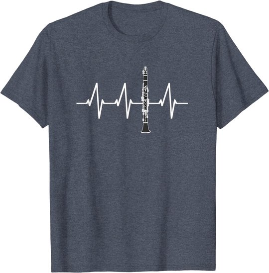 Klarinette Herzschlag Heartbeat Klarinettist Geschenk T-Shirt