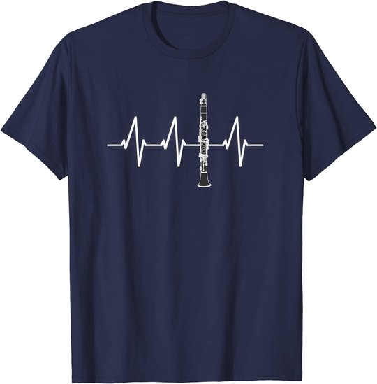 Klarinette Herzschlag Heartbeat Klarinettist Geschenk T-Shirt