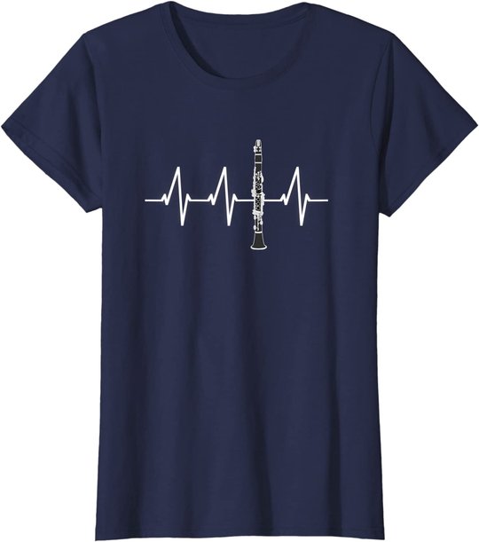 Klarinette Herzschlag Heartbeat Klarinettist Geschenk T-Shirt