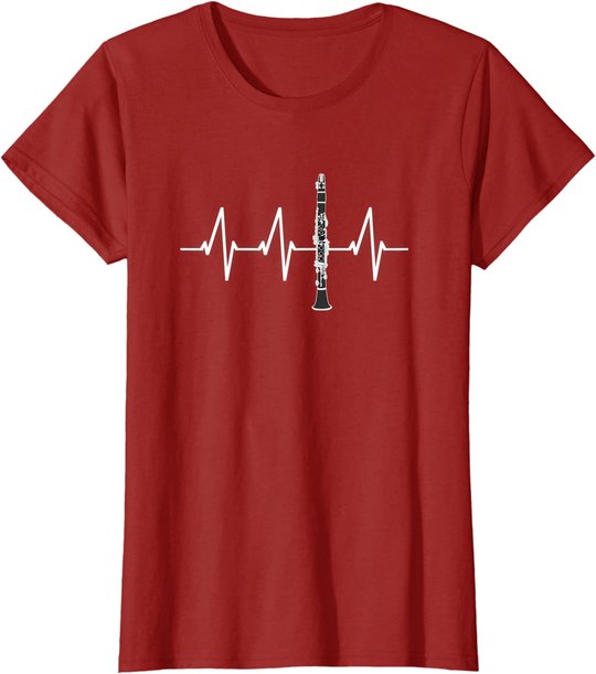 Klarinette Herzschlag Heartbeat Klarinettist Geschenk T-Shirt