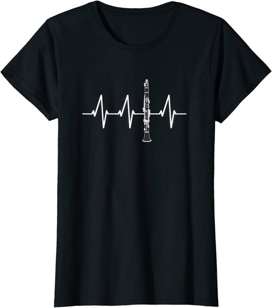 Klarinette Herzschlag Heartbeat Klarinettist Geschenk T-Shirt
