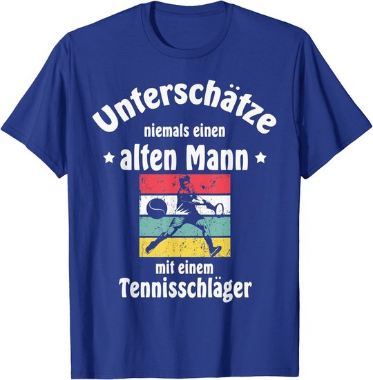 Herren Herren Tennis Tennisschläger Tennisball Pensionär Rentner T-Shirt