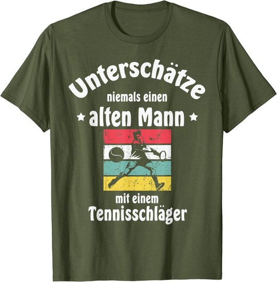 Herren Herren Tennis Tennisschläger Tennisball Pensionär Rentner T-Shirt