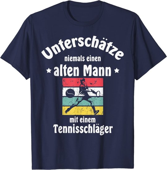Herren Herren Tennis Tennisschläger Tennisball Pensionär Rentner T-Shirt