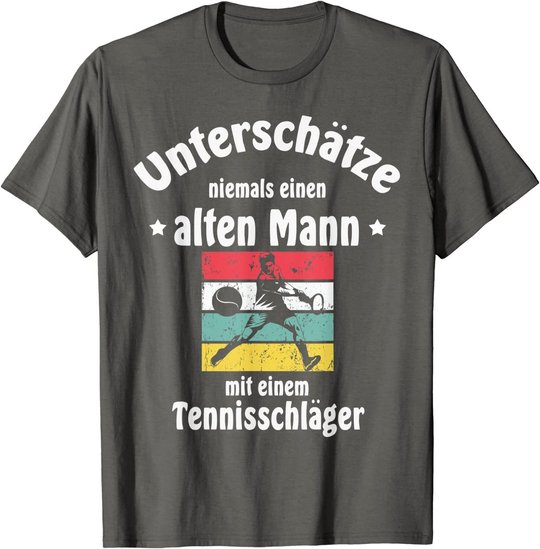 Herren Herren Tennis Tennisschläger Tennisball Pensionär Rentner T-Shirt
