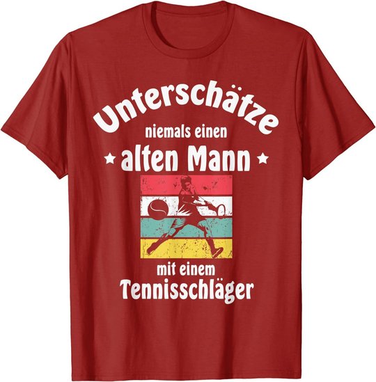 Herren Herren Tennis Tennisschläger Tennisball Pensionär Rentner T-Shirt