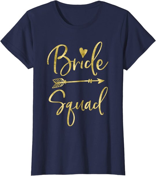 Damen Arrow And Heart Dark Yellow Bride Squad T-Shirt