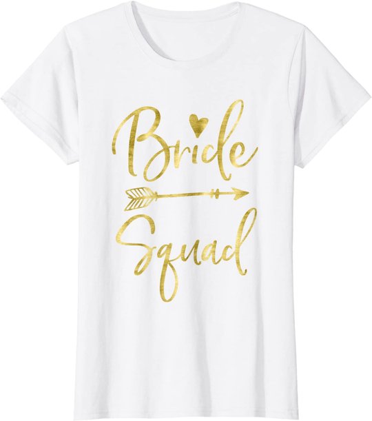 Damen Arrow And Heart Dark Yellow Bride Squad T-Shirt