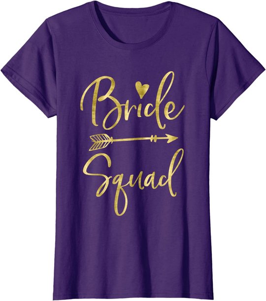 Damen Arrow And Heart Dark Yellow Bride Squad T-Shirt