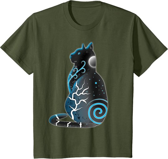 Katze Fantasy Nacht Mond T-Shirt