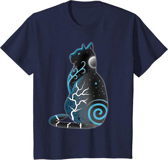 Katze Fantasy Nacht Mond T-Shirt