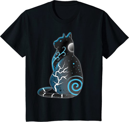 Katze Fantasy Nacht Mond T-Shirt