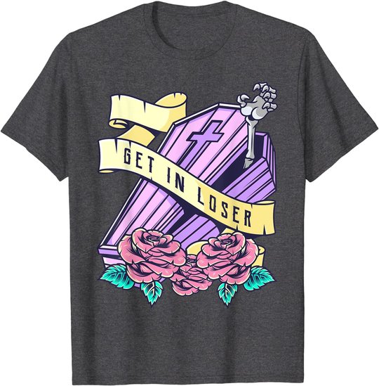 Get In Loser Coffin Pastel Goth Kawaii Halloween Aesthetic T-Shirt