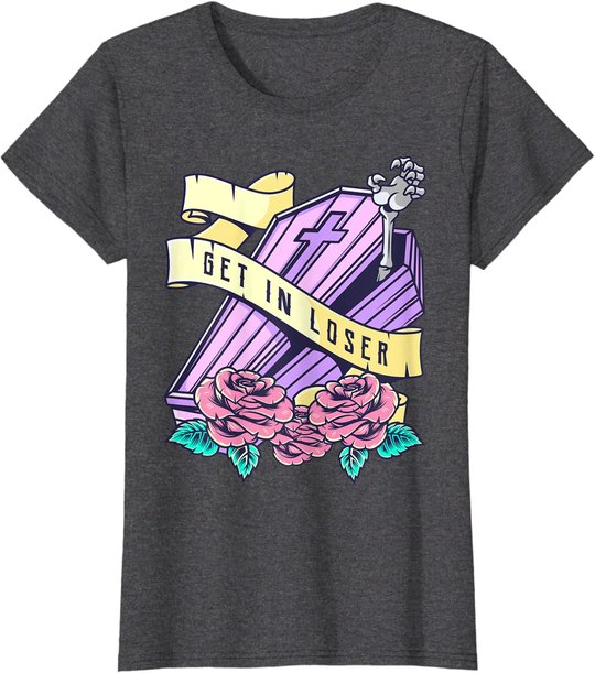 Get In Loser Coffin Pastel Goth Kawaii Halloween Aesthetic T-Shirt