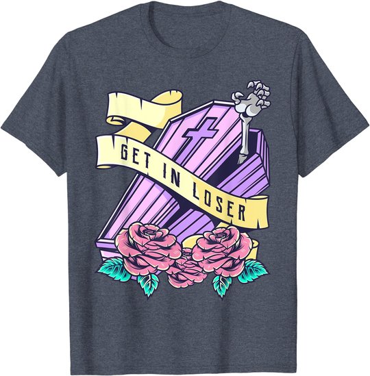 Get In Loser Coffin Pastel Goth Kawaii Halloween Aesthetic T-Shirt