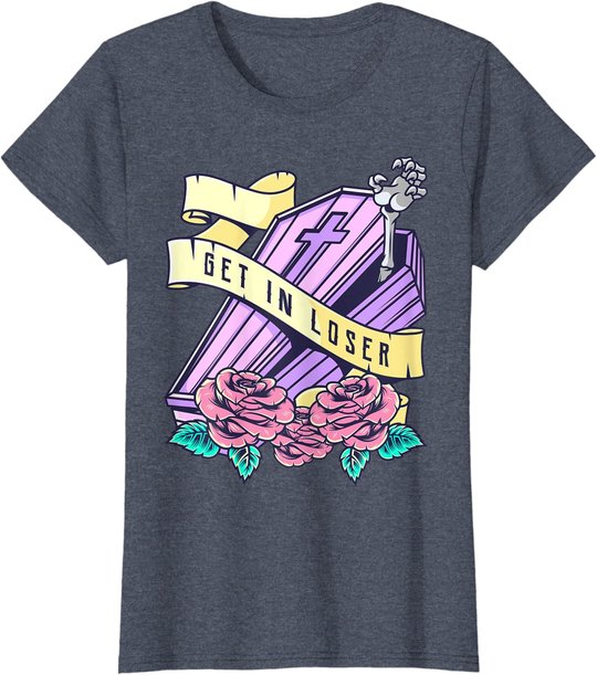 Get In Loser Coffin Pastel Goth Kawaii Halloween Aesthetic T-Shirt