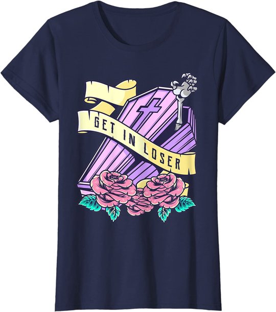 Get In Loser Coffin Pastel Goth Kawaii Halloween Aesthetic T-Shirt