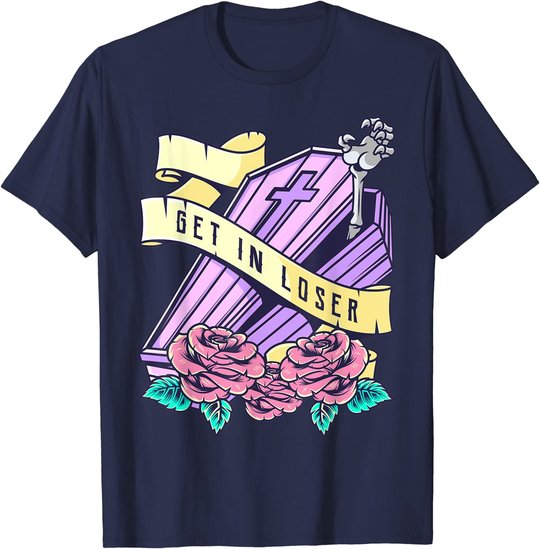Get In Loser Coffin Pastel Goth Kawaii Halloween Aesthetic T-Shirt