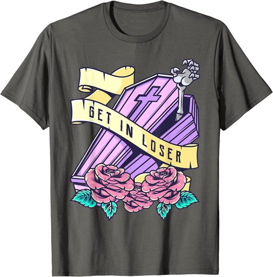 Get In Loser Coffin Pastel Goth Kawaii Halloween Aesthetic T-Shirt
