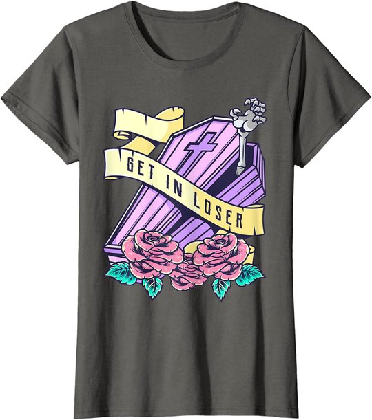 Get In Loser Coffin Pastel Goth Kawaii Halloween Aesthetic T-Shirt