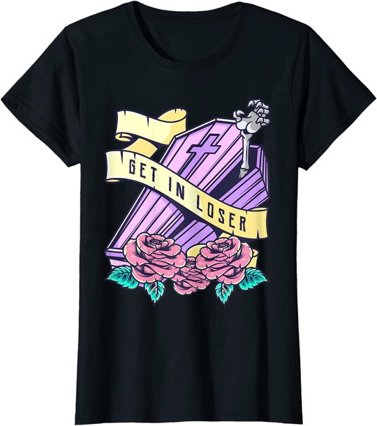 Get In Loser Coffin Pastel Goth Kawaii Halloween Aesthetic T-Shirt