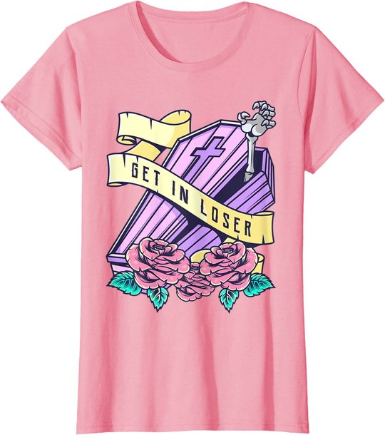 Get In Loser Coffin Pastel Goth Kawaii Halloween Aesthetic T-Shirt